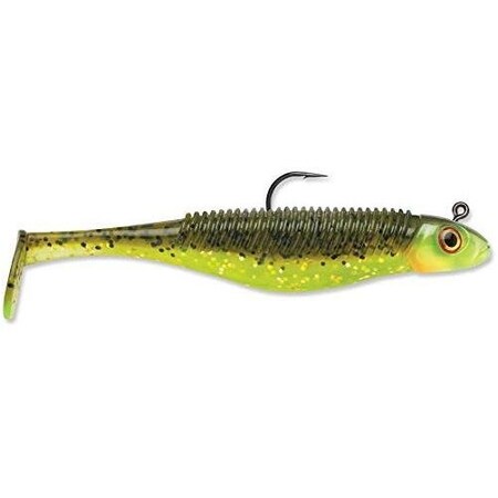 Storm 360Gt Searchbait Shad, Sinking, 312, 14Oz, 20 Hk, 1 Rigged Two Bodies, Pearl Ice SBD35PI-14J